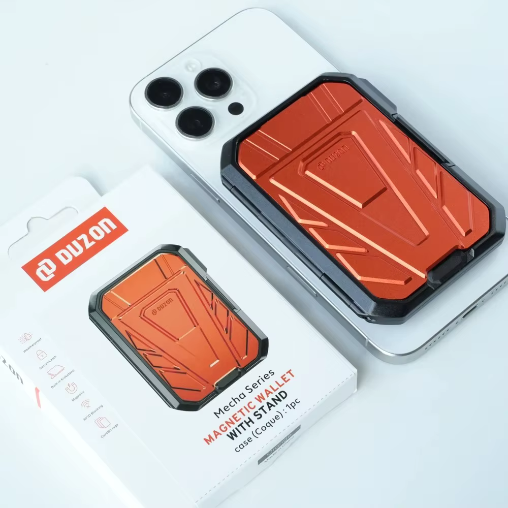 DUZON Armor portefeuille magnétique dur pour IPhone 17 16 Pro Max porte-carte détachable à 3 emplacements avec béquille en métal réglable