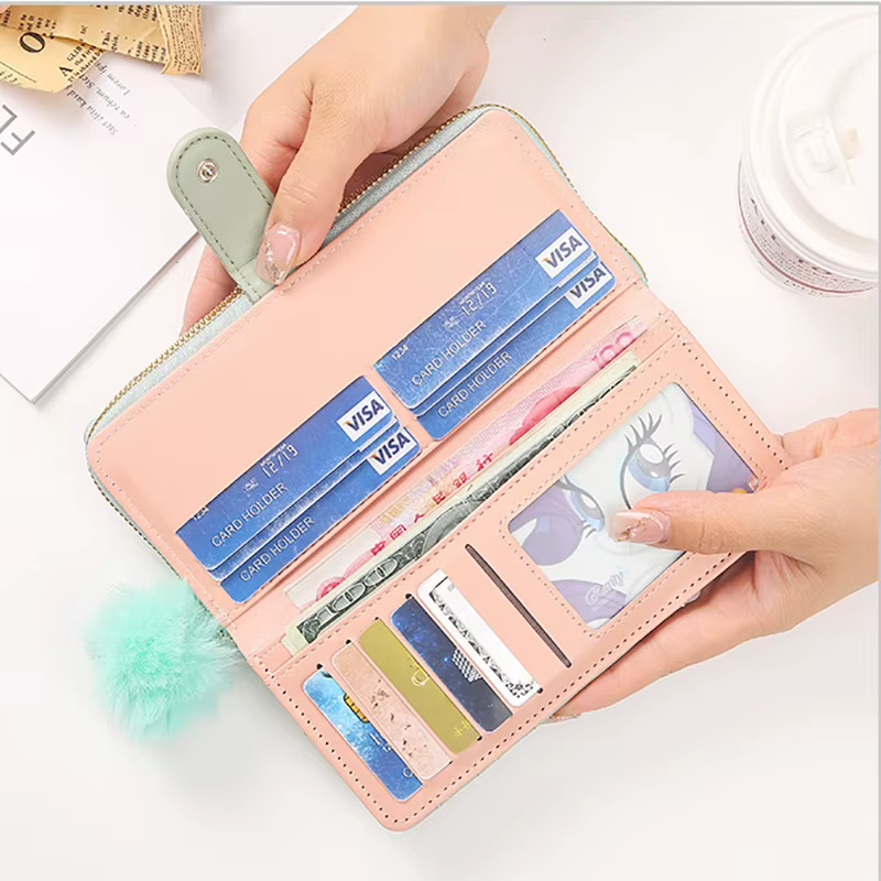 Portefeuille Long en cuir Pu pour femmes