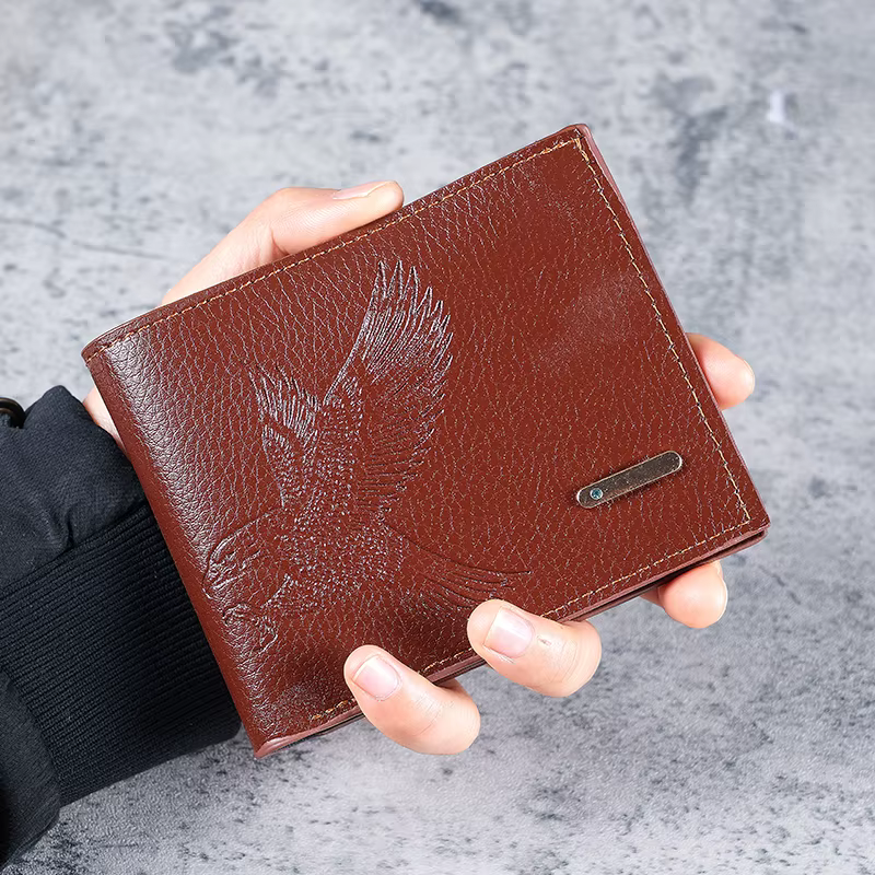 Portefeuille court en cuir souple pour hommes