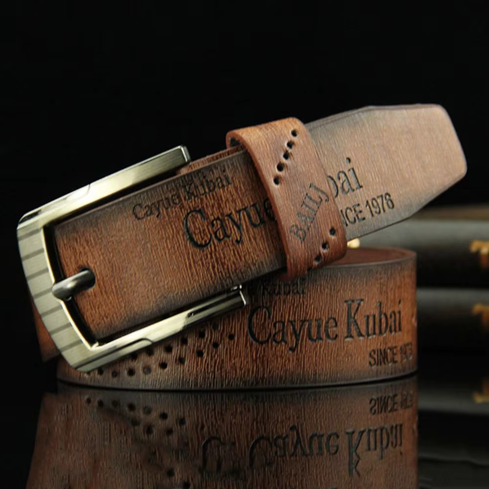 Ceinture en cuir pour hommes lettre imprimée luxe classique boucle affaires Cowboy Vintage