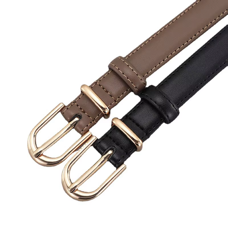 Ceinture en cuir de vachette double couche avec boucle en alliage pour femme, idéale pour un style business décontracté polyvalent, haut de gamme et simple, à porter avec des jeans