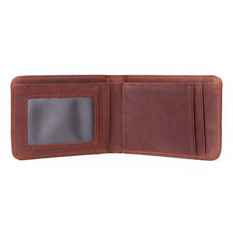GENODERN Petit portefeuille décontracté pour hommes, portefeuilles fins en cuir de vache, mini portefeuille court avec porte-cartes, pochettes à monnaie