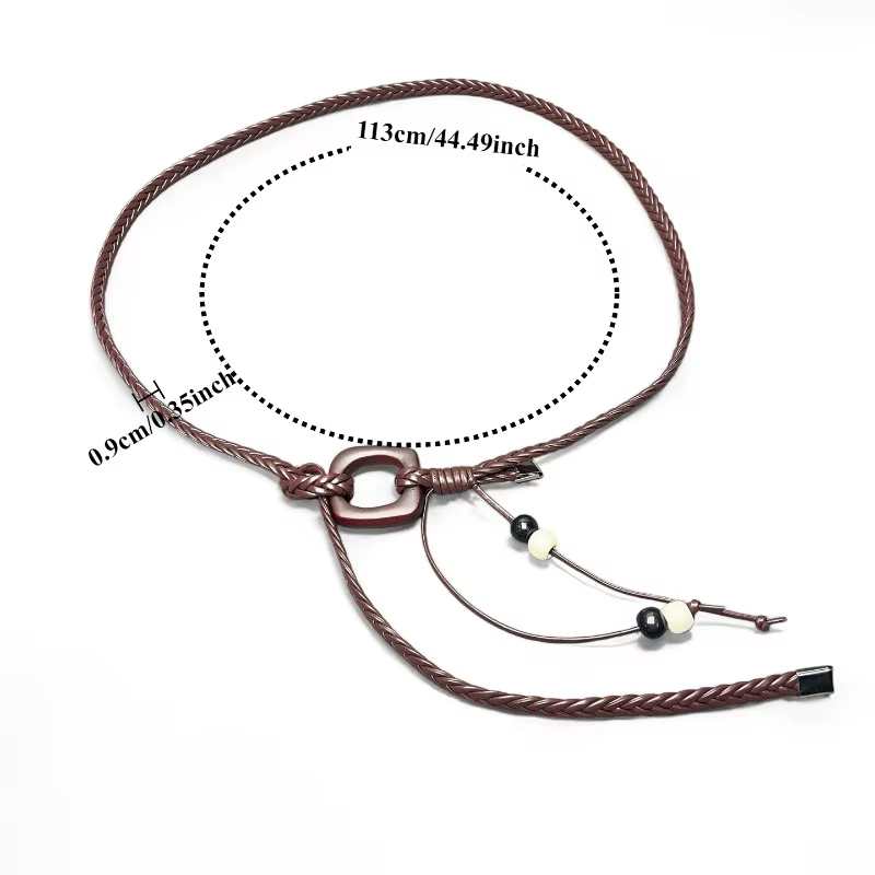 Ceinture fine tressée bohème tendance pour femme – Ceinture polyvalente et originale pour tenues inspirées de la dopamine