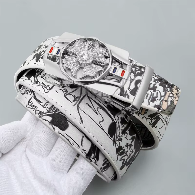 Ceinture automatique à la mode pour hommes avec boucle rotative