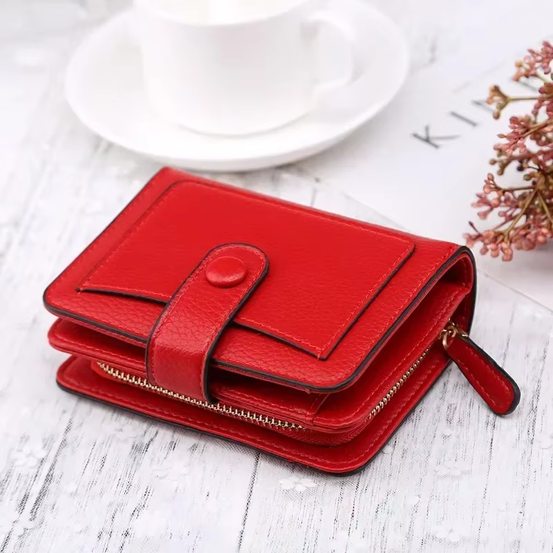 Mini porte-monnaie en cuir avec moraillon pour femme