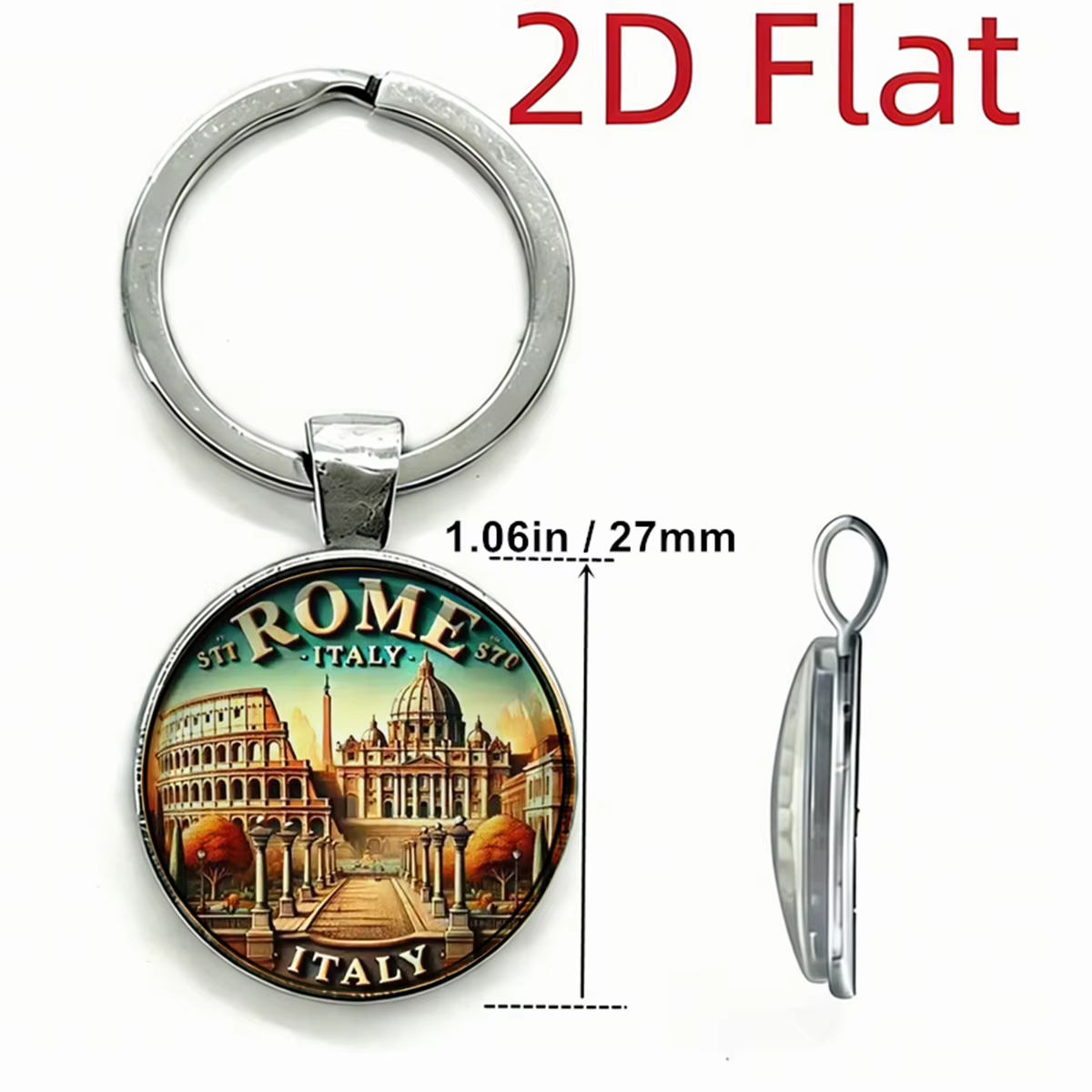 1PC Porte-clés vintage à thème italien Rome