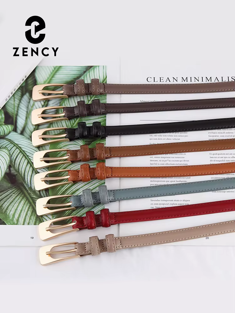 Ceintures en cuir à deux couches pour femmes avec boucle à ardillon