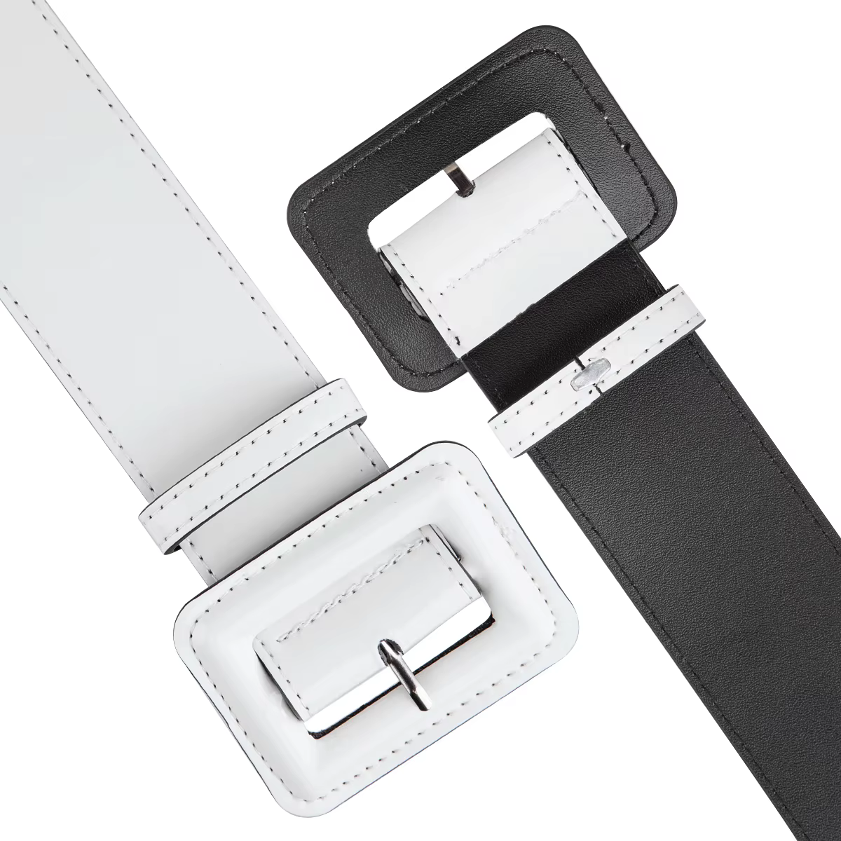 Ceinture large en cuir verni environnemental pour hommes et femmes