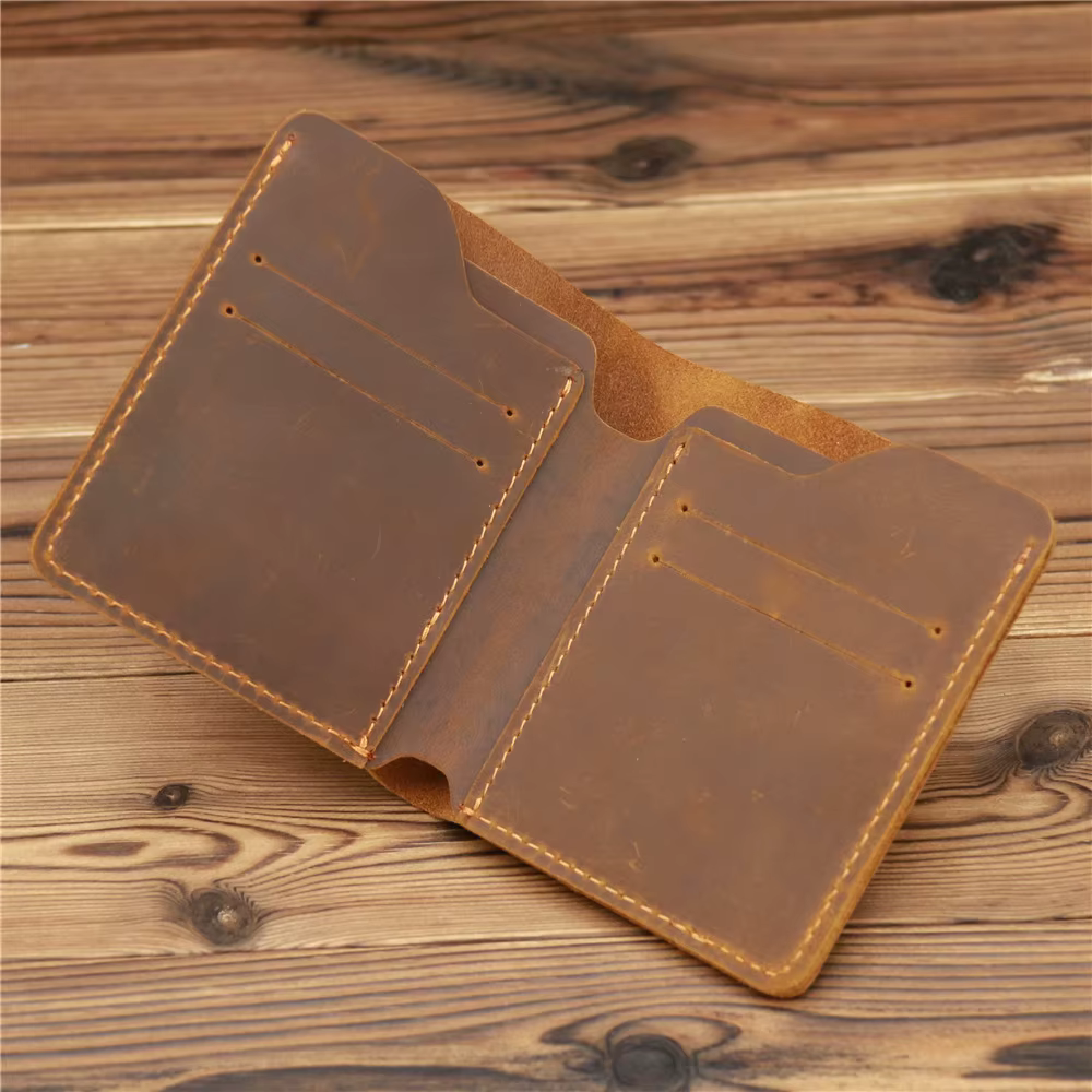 Portefeuille rétro en cuir véritable pour hommes