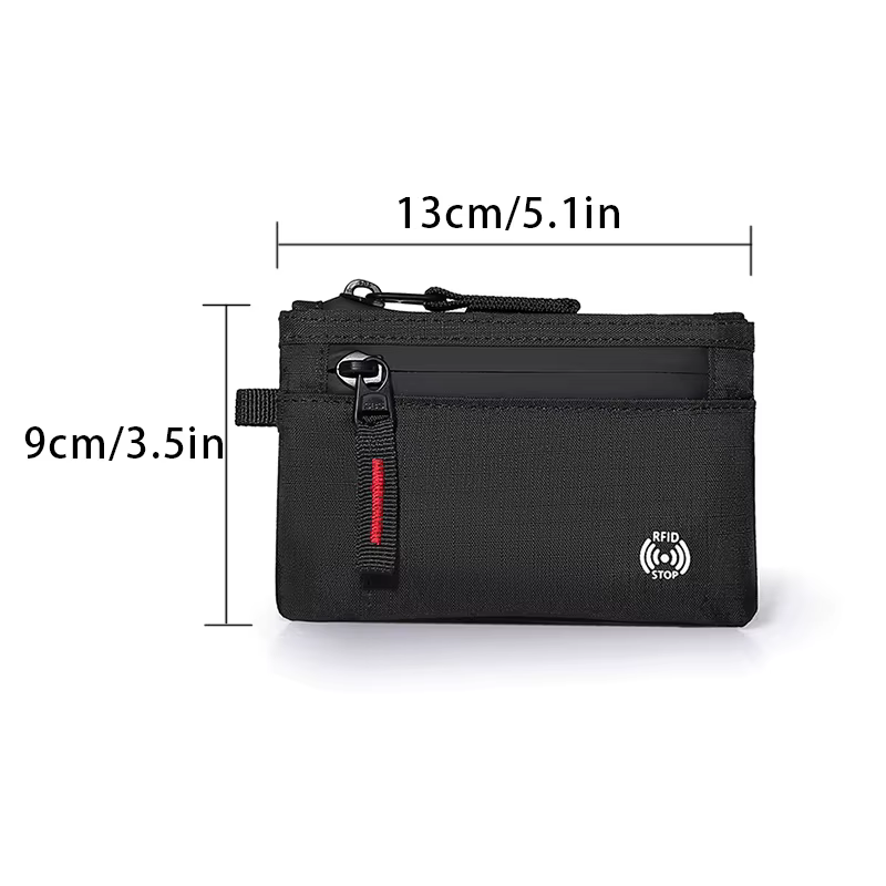 Portefeuille pour hommes Rfid porte-carte de crédit en Nylon mince sac à main fermeture éclair porte-cartes clé mâle