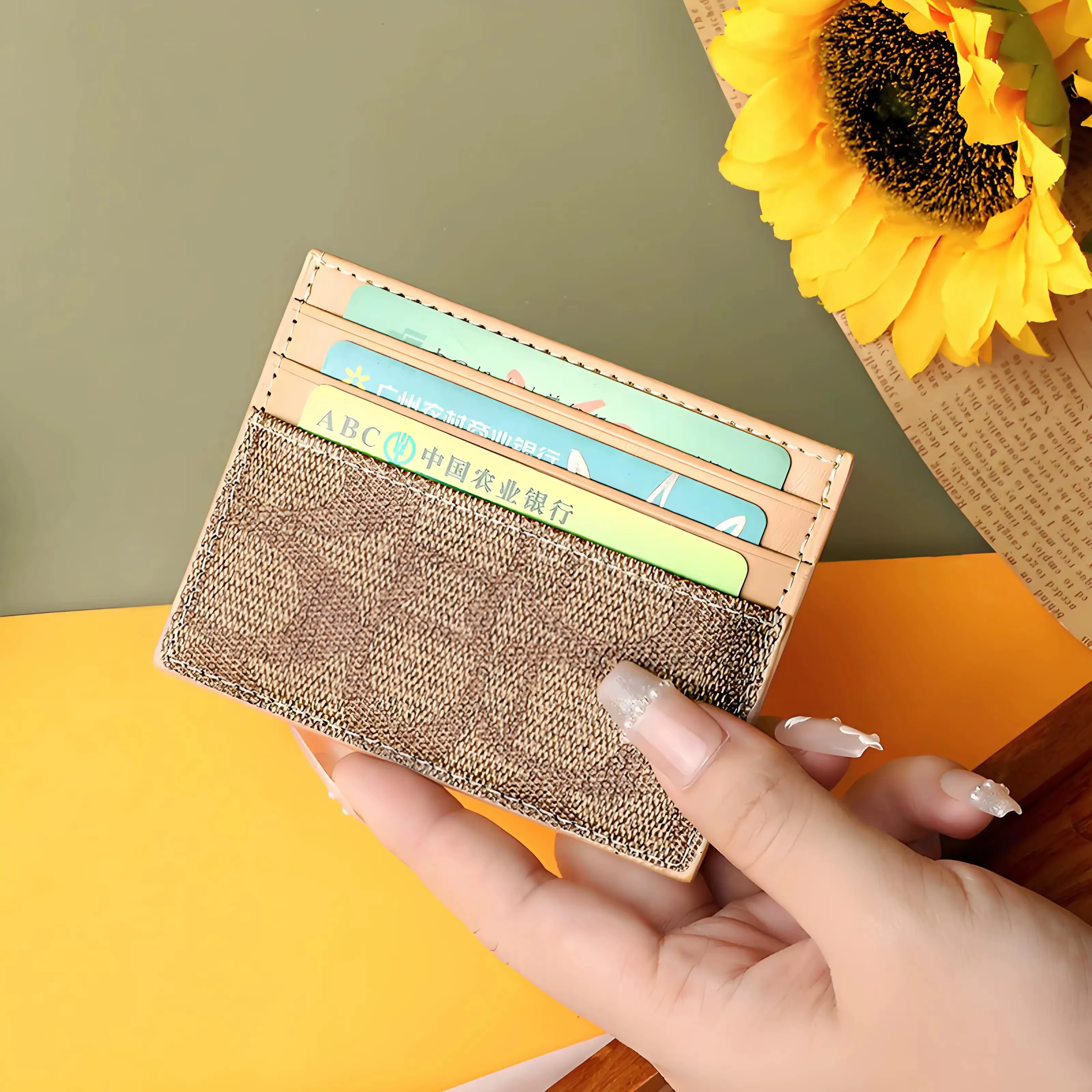 Porte-cartes en cuir PU de luxe