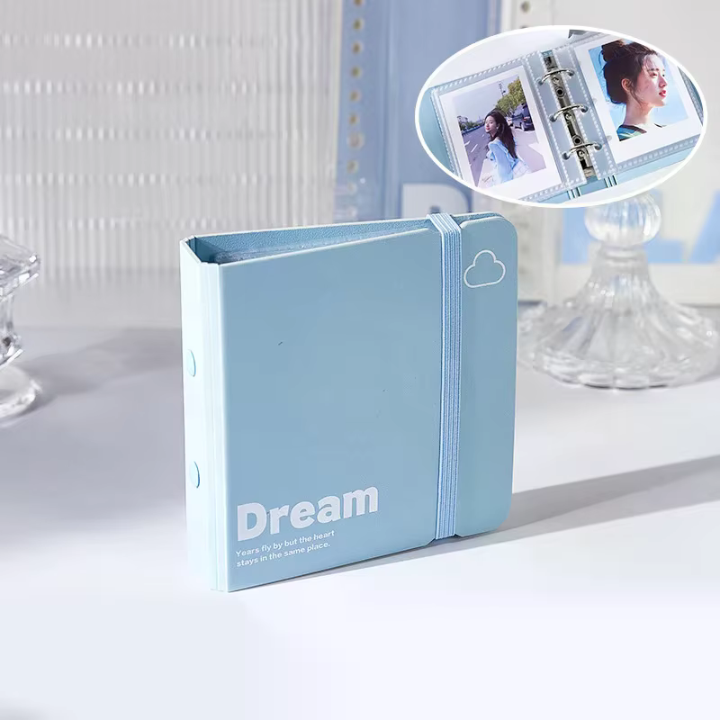 Porte-cartes photo tendance avec élastique, album de collection pour cartes d'idoles, classeur minimaliste pour mini cartes photo