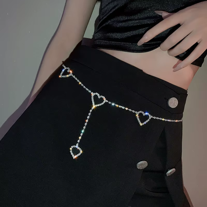 Ceintures en chaîne en forme de cœur en métal pour femmes