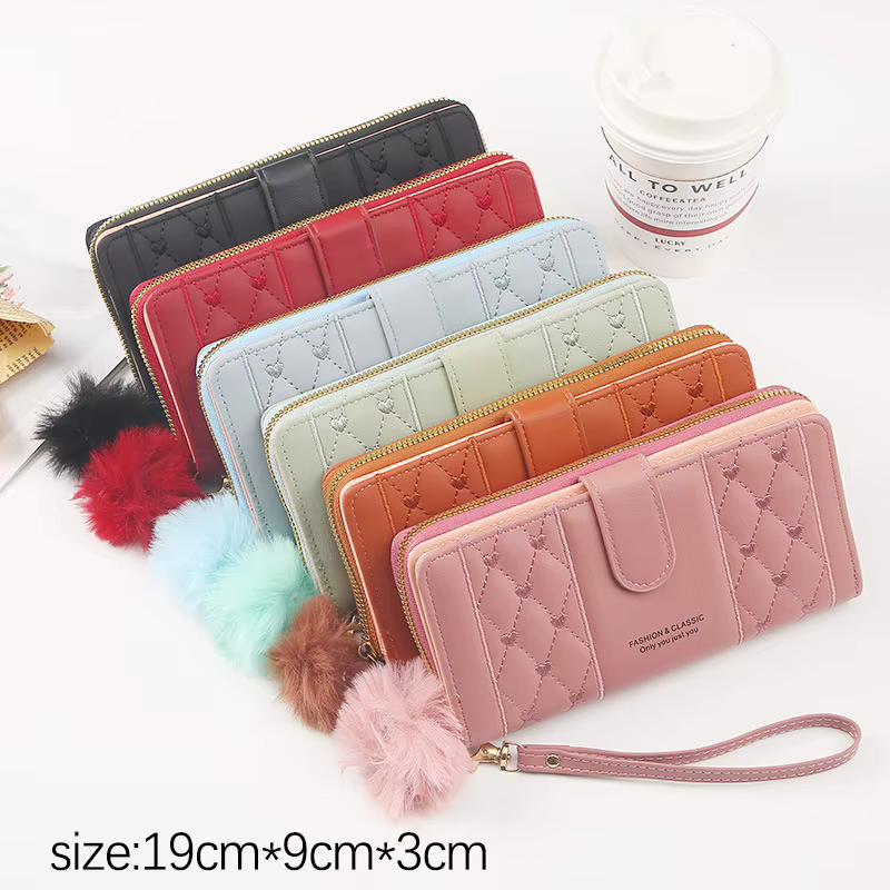 Portefeuille Long en cuir Pu pour femmes