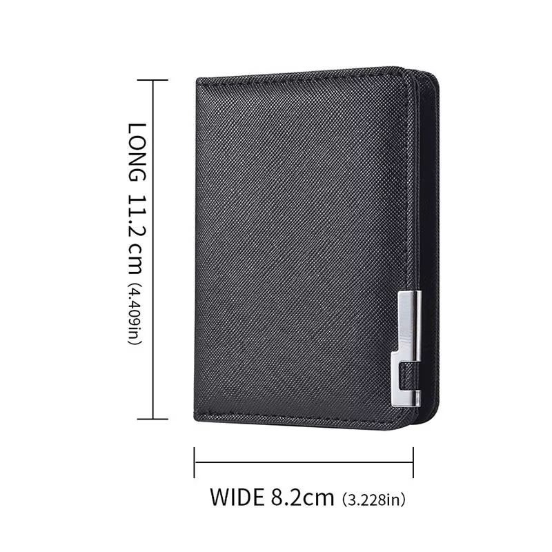 Portefeuille fin en similicuir noir avec plusieurs emplacements pour cartes