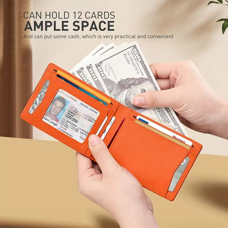 Portefeuille en fibre de carbone pour homme et femme, compatible AirTag, anti-RFID, porte-cartes bancaires et de crédit, pochette à monnaie, portefeuilles intelligents de luxe pour traceur AirTag