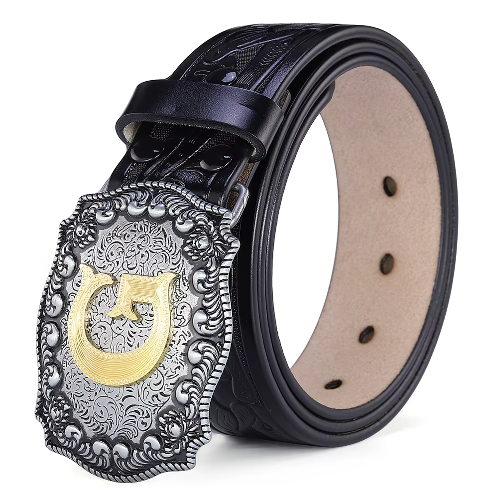 A-Z lettres boucle ceinture occidentale pour hommes de haute qualité Cowboy PU cuir taille