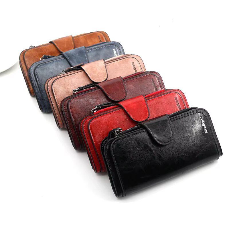 Mode portefeuille femme longue pochette en cuir PU sac à main grande capacité porte-carte fermeture éclair porte-monnaie sac d'argent pour dames