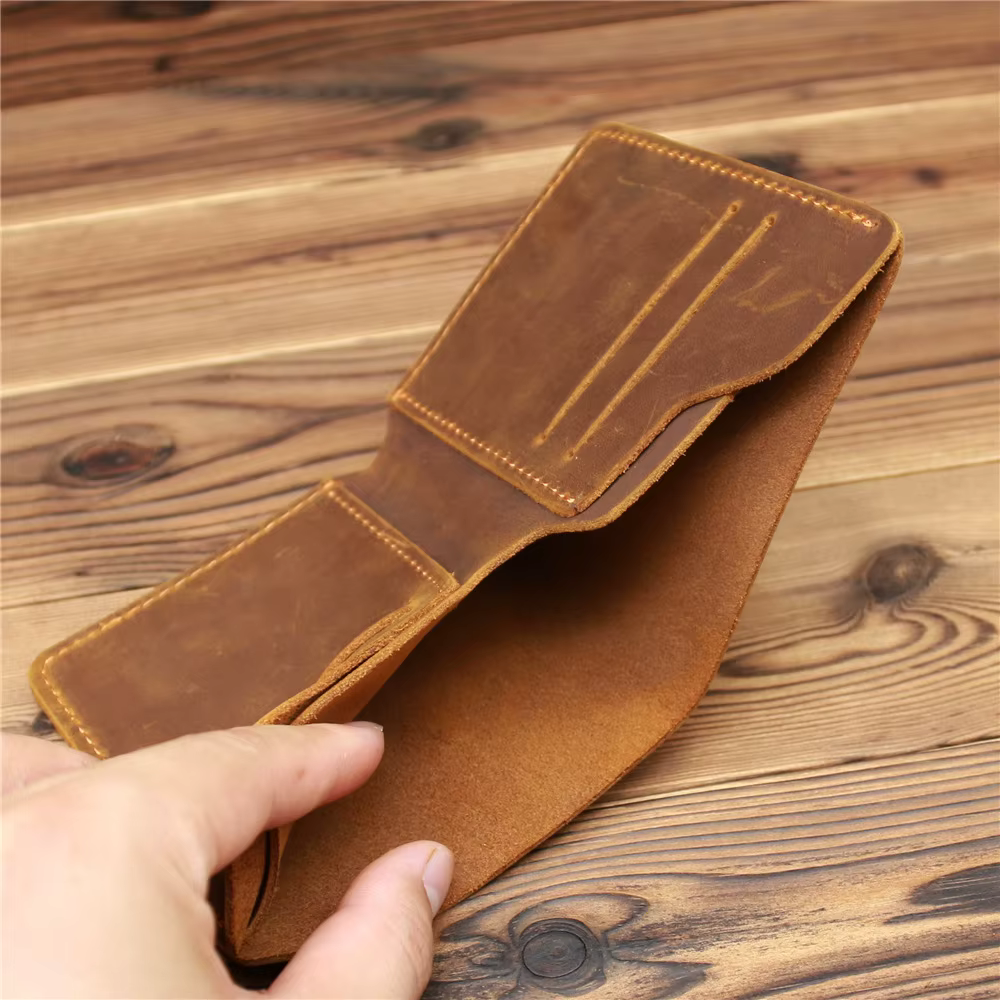 Portefeuille rétro en cuir véritable pour hommes