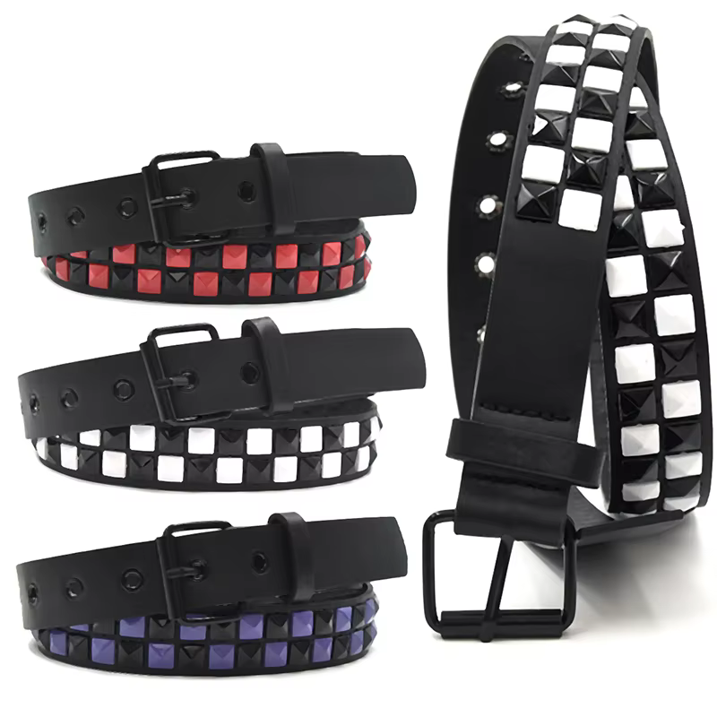 Ceinture Punk à rivets violets pour femmes