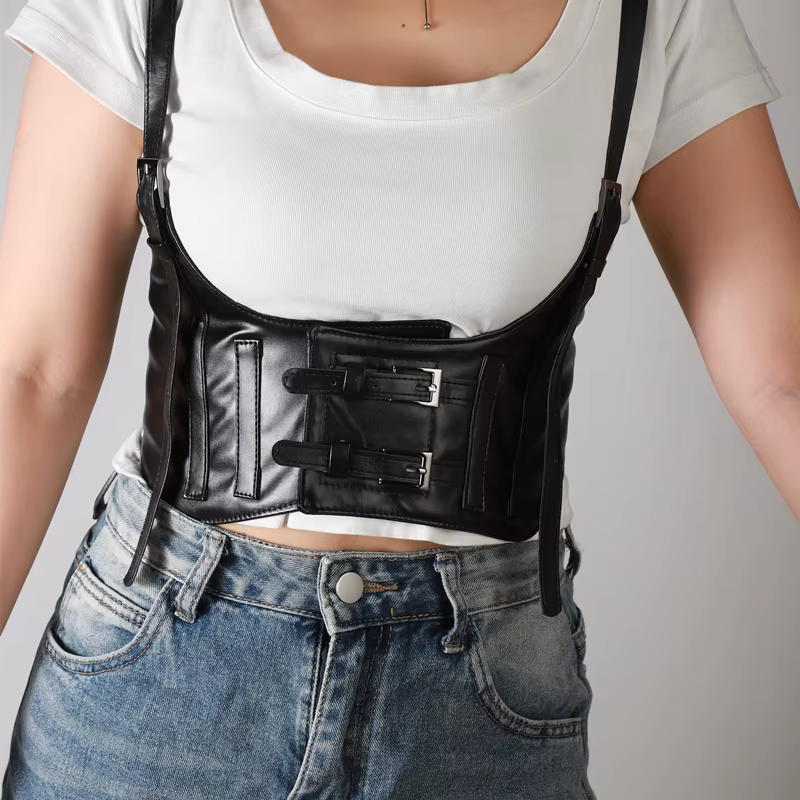 Une ceinture décorative pour femme avec une large