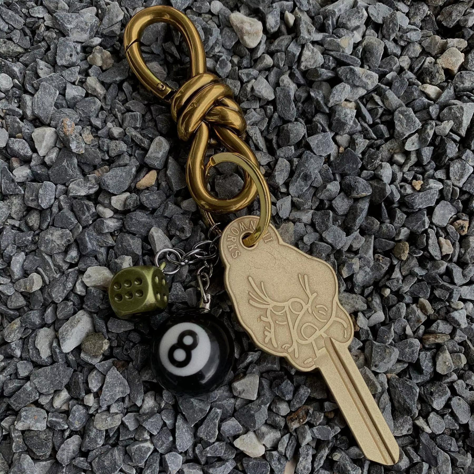 Porte-clés avec nœud en corde en fer vintage