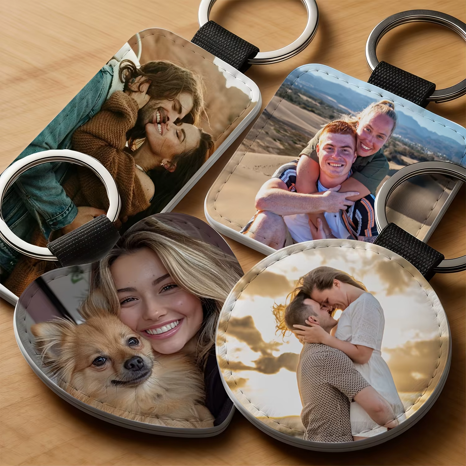 Porte-clés personnalisé en similicuir avec photo