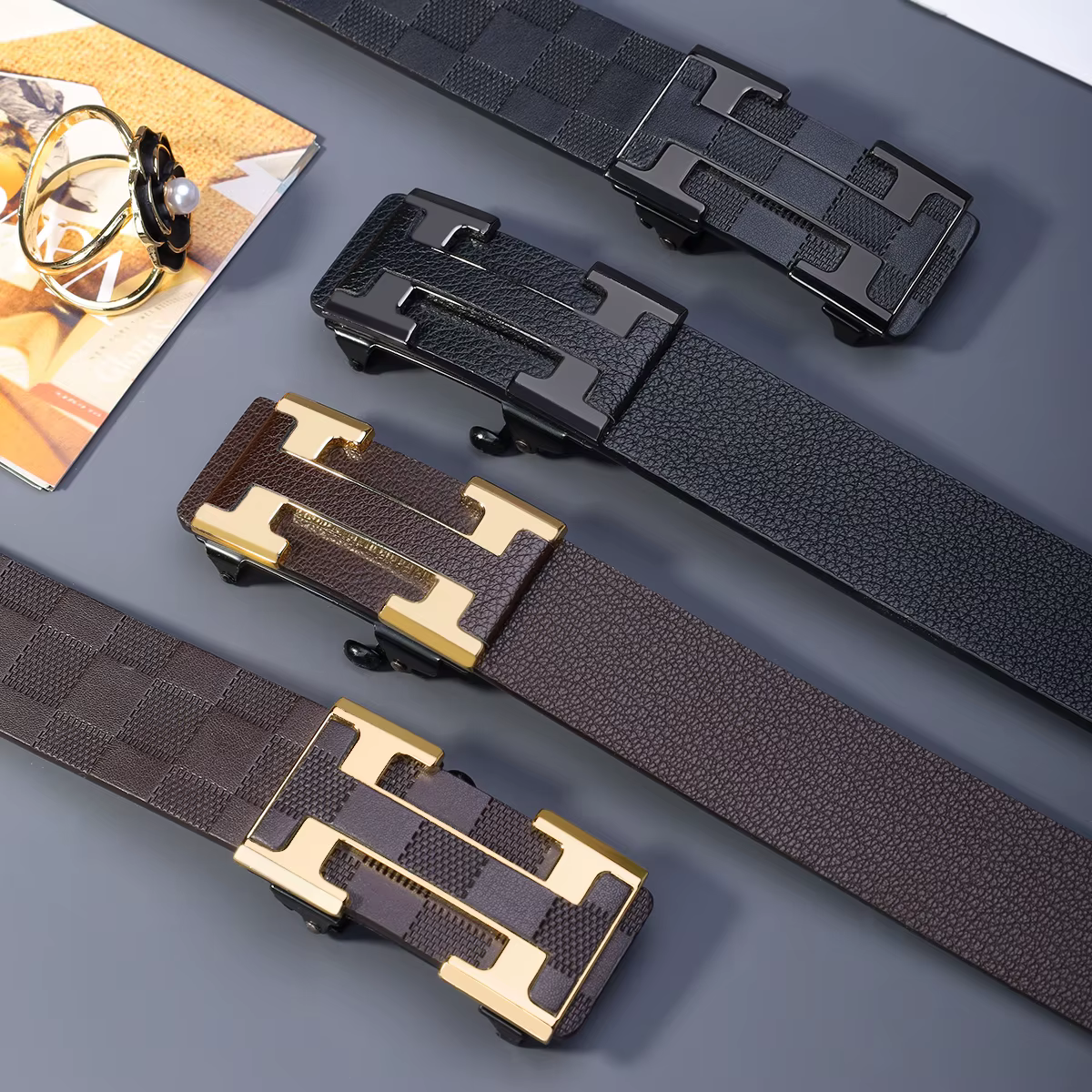 Ceinture de travail élégante pour homme avec boucle automatique en métal
