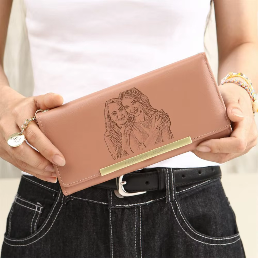 Portefeuille personnalisé pour femme avec photo et texte