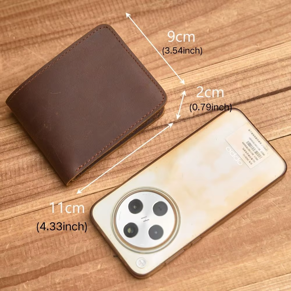 Portefeuille court ZRCX avec poche à monnaie, en cuir véritable