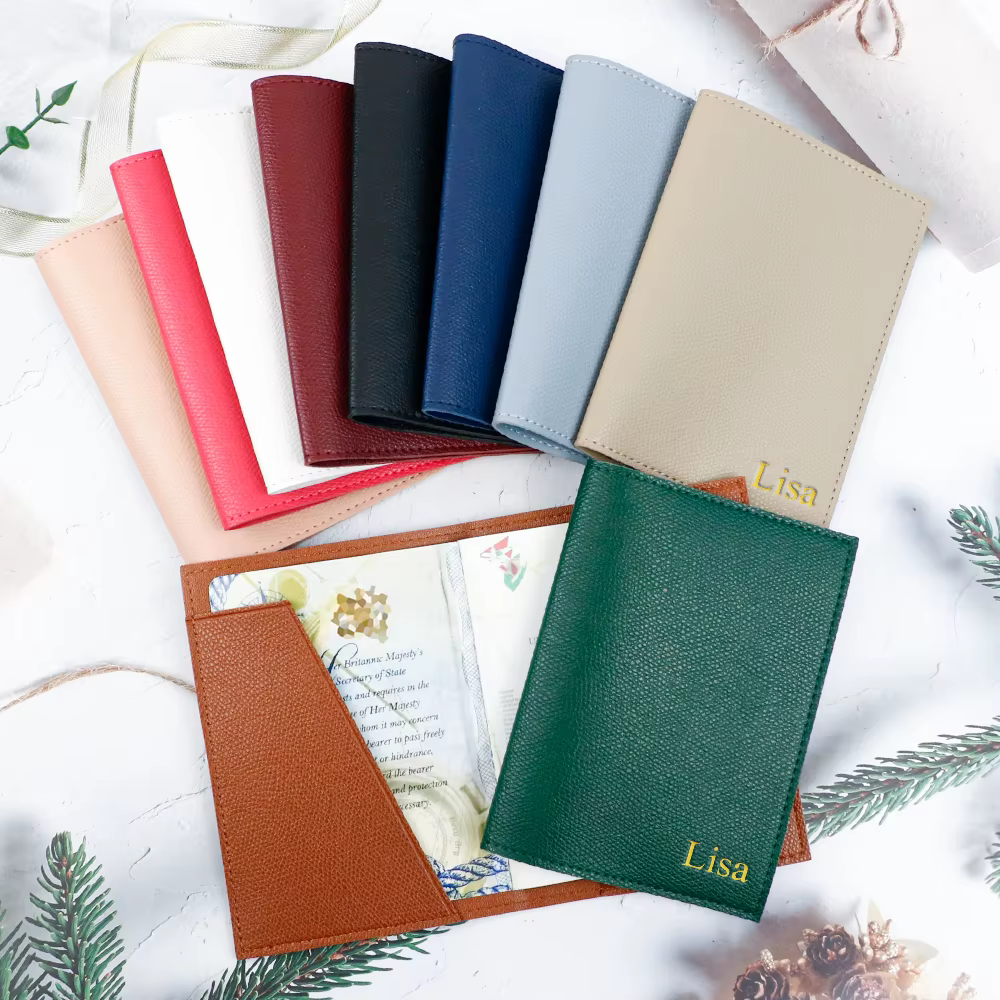 Porte-passeport en cuir pu avec lettres personnalisées