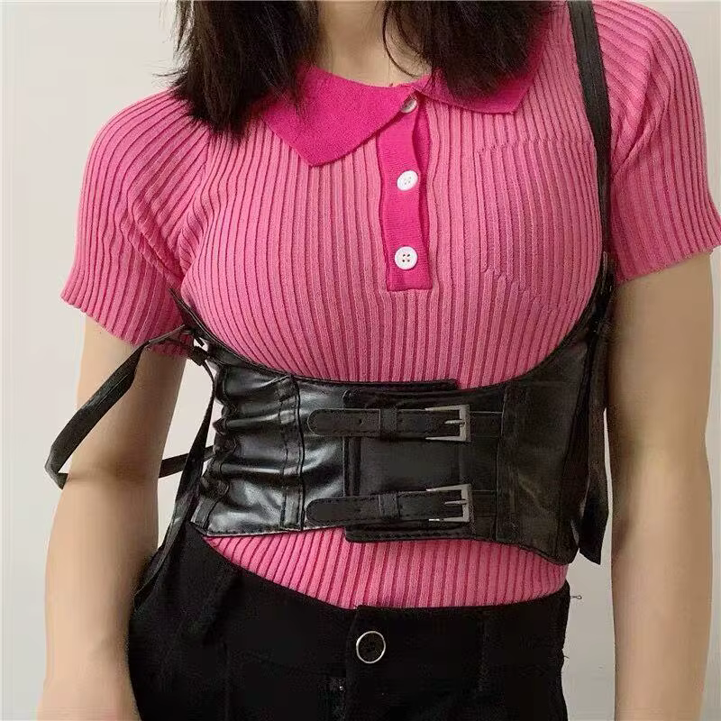 Ceinture large en cuir pour femme