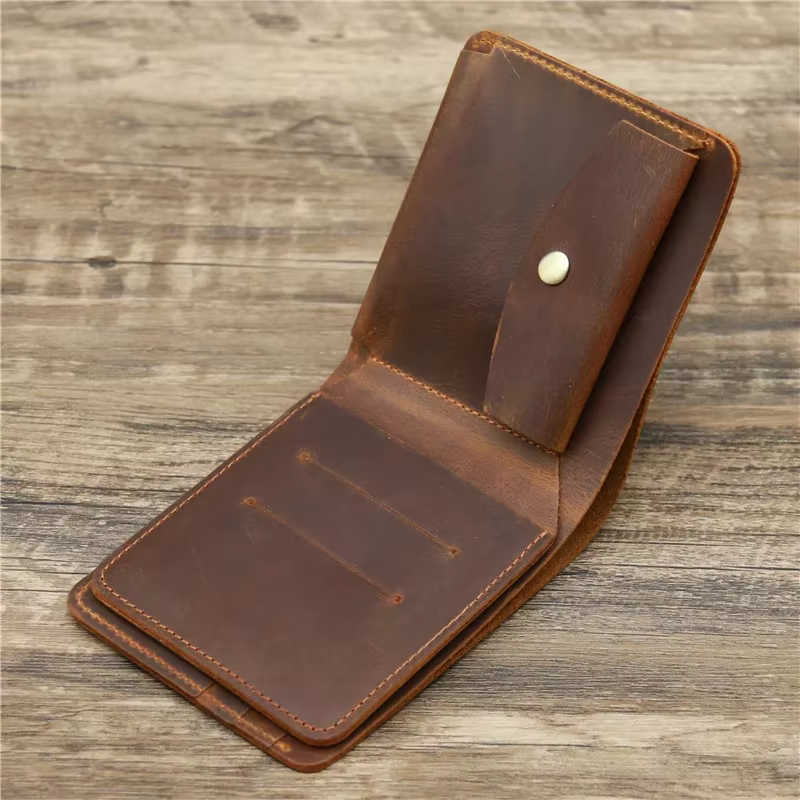 Portefeuille en cuir véritable pour homme avec poche à monnaie