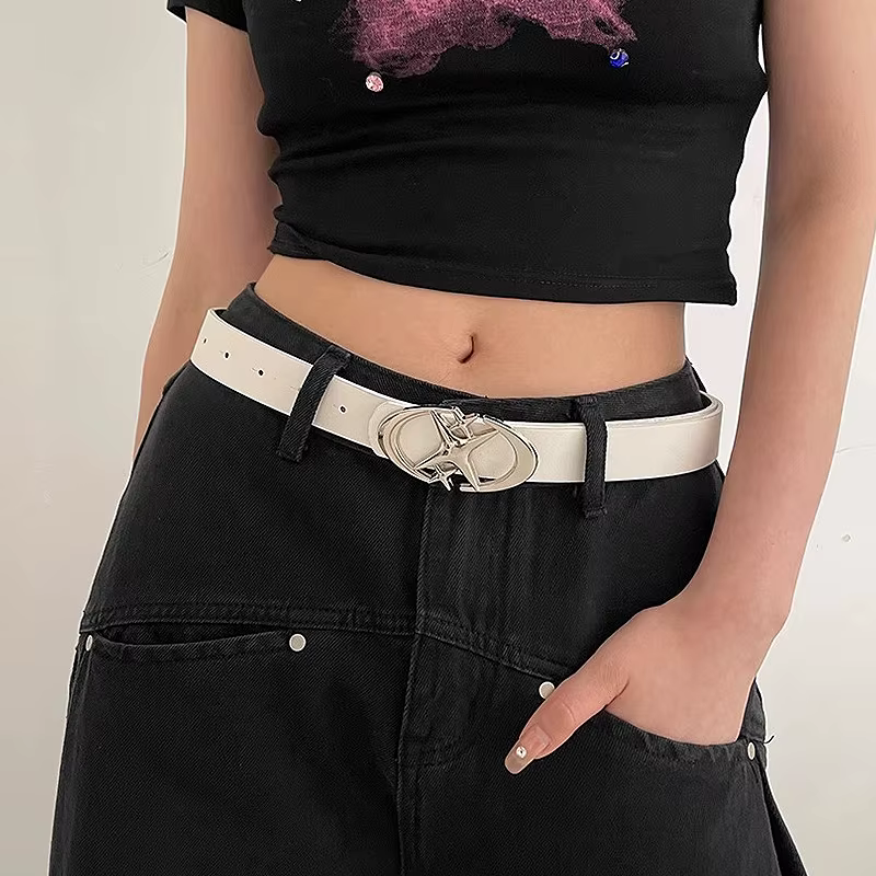 Y2K Punk gothique ceinture femmes ceinture pour jean ceintures pour femmes rose blanc noir ceinture mode Vintage ceintures Pu cuir ceinture BF019