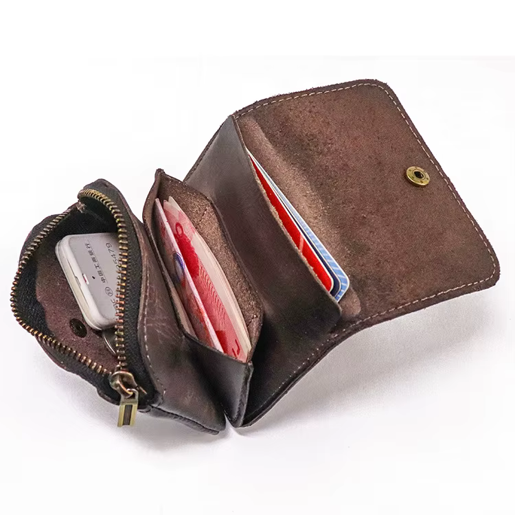 Portefeuille en cuir véritable fait à la main pour hommes et femmes