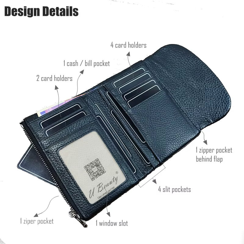 Portefeuille Organisateur Tendance en Cuir de Vachette Imprimé Léopard pour Femme