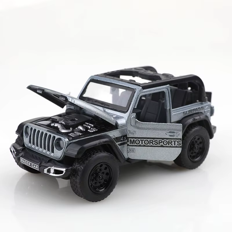 (Vendu en sachet) Véhicule tout-terrain Wrangler convertible 1/36, en métal moulé sous pression, jouet pour garçon, quatre portes ouvrables, fonction de recul