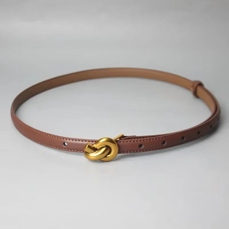 Ceintures à boucle de noeud de ceinture en cuir véritable de conception simple pour jeans habillés