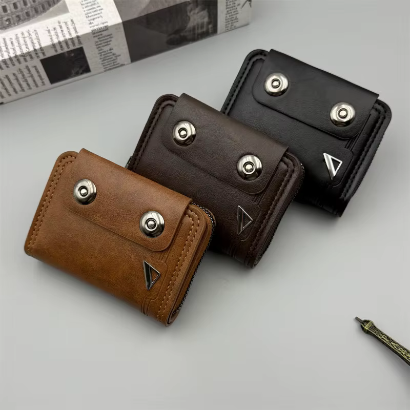 Portefeuille court rétro de luxe pour hommes