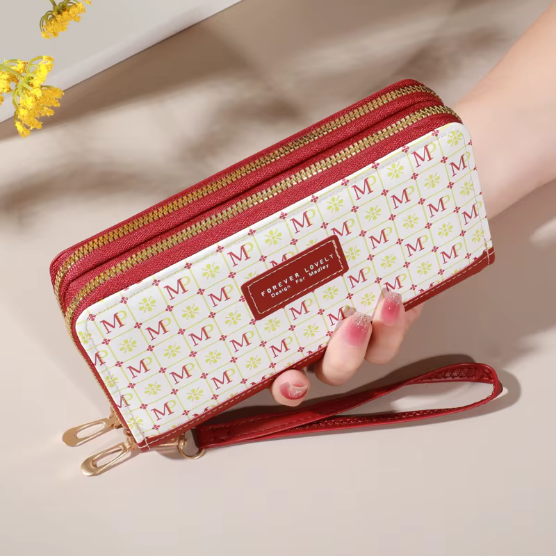 Portefeuille long en cuir PU pour femme