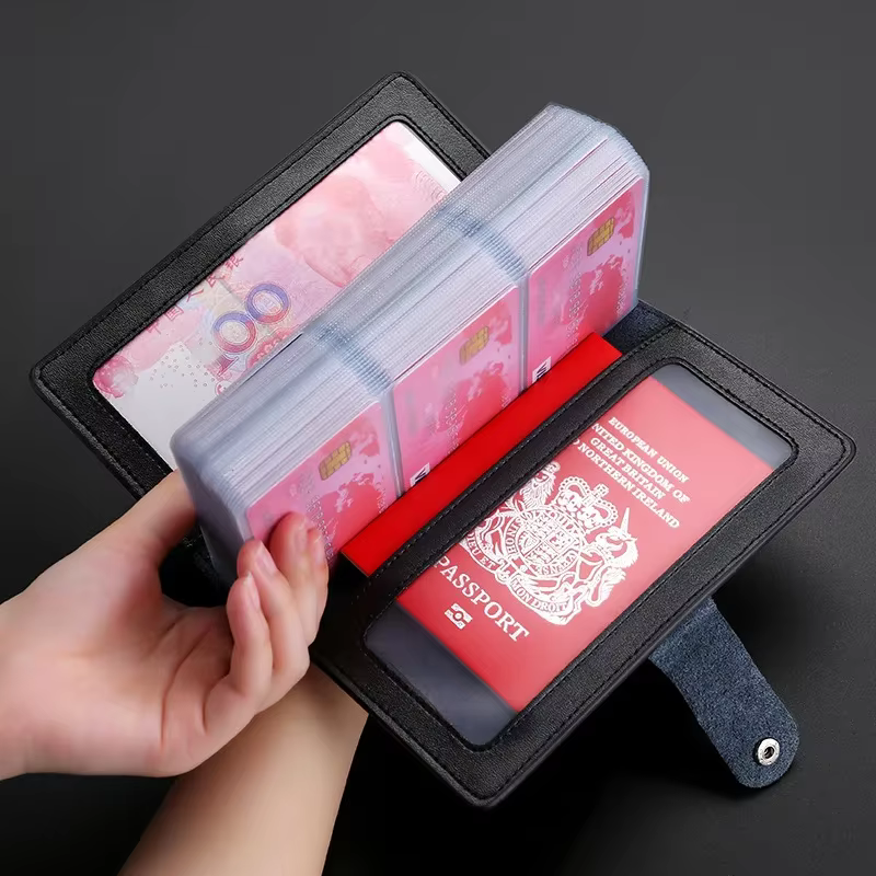 Porte-cartes en cuir de très grande capacité pour hommes