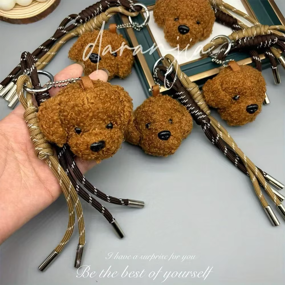 1/2 pièces nouveau porte-clés en peluche chien bricolage sac décoratif charme cadeaux de saint valentin 2025