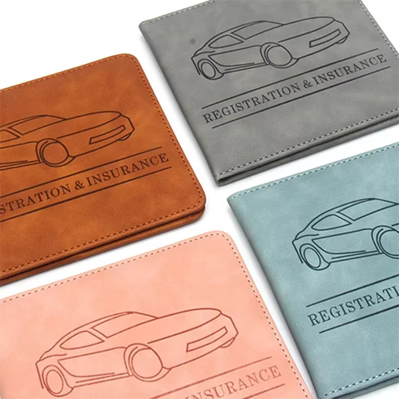 Porte-carte d'assurance et de permis de conduire d'enregistrement de voiture-boîte à gants de véhicule en cuir organisateur de documents automobiles