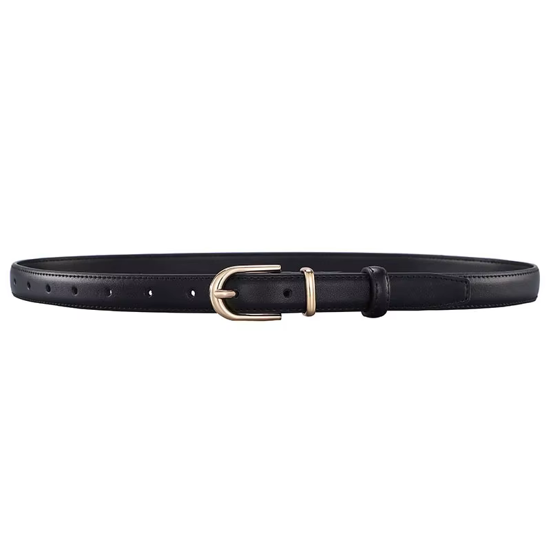 Ceinture en cuir de vachette double couche avec boucle en alliage pour femme, idéale pour un style business décontracté polyvalent, haut de gamme et simple, à porter avec des jeans