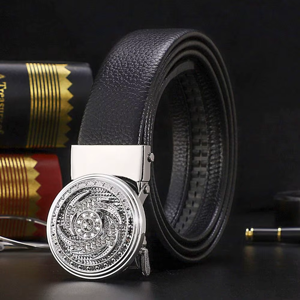 Ceinture en cuir avec décoration en biscuits pour homme