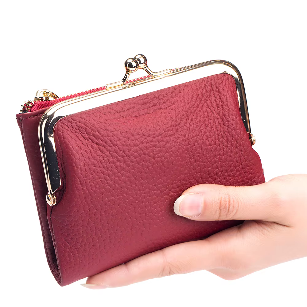 Portefeuille en cuir véritable Kd'appareils Lock pour femme