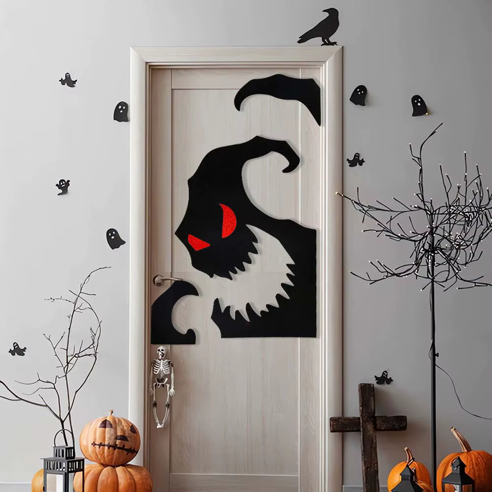Autocollants de décoration d'Halloween pour portes et fenêtres, pour fête à domicile, murs, vitres, maison hantée, décoration d'horreur