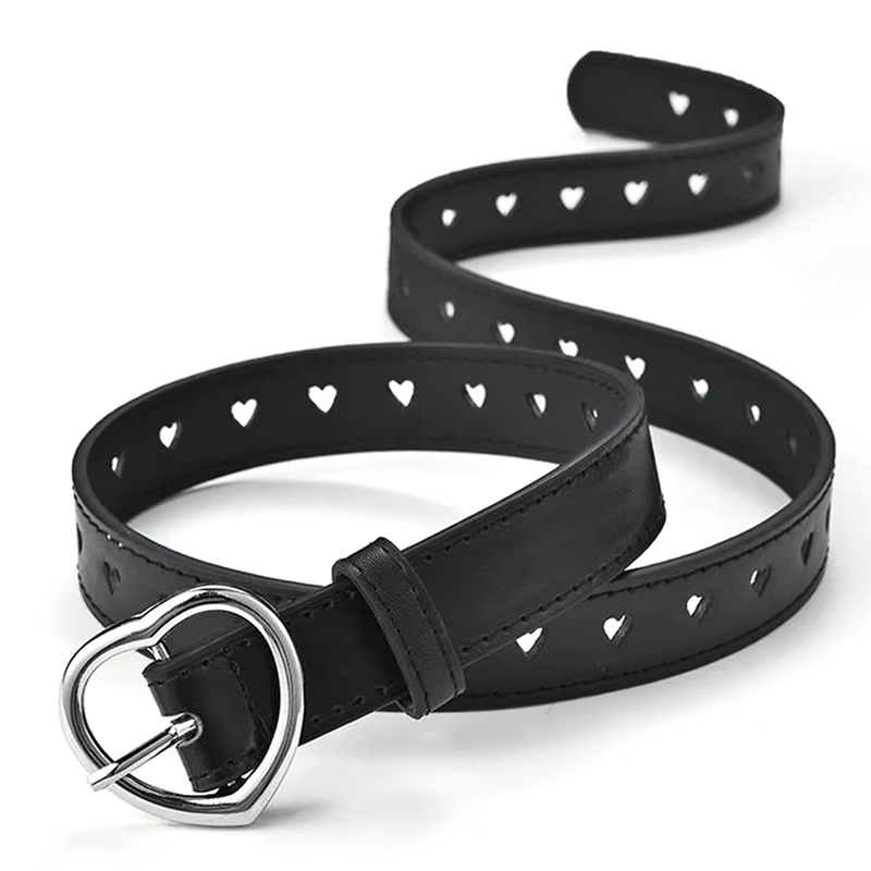 Ceinture squelette pour femme avec boucle cœur