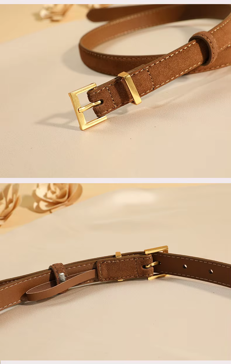 Ceinture en cuir suédé pour femmes avec boucle en métal