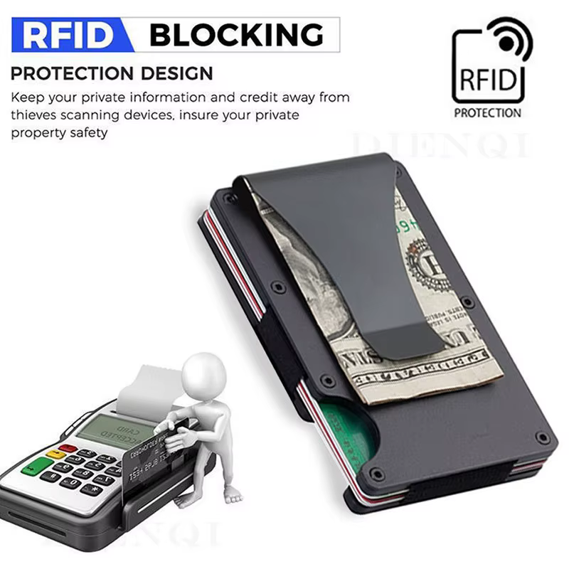 Portefeuille minimaliste mince avec blocage RFID pour hommes